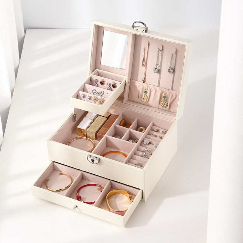 Casegrace Multi-Layer Jewelry Box Organizer, Samt-Aufbewahrungsbox für Uhren, Ohrringe & Halsketten