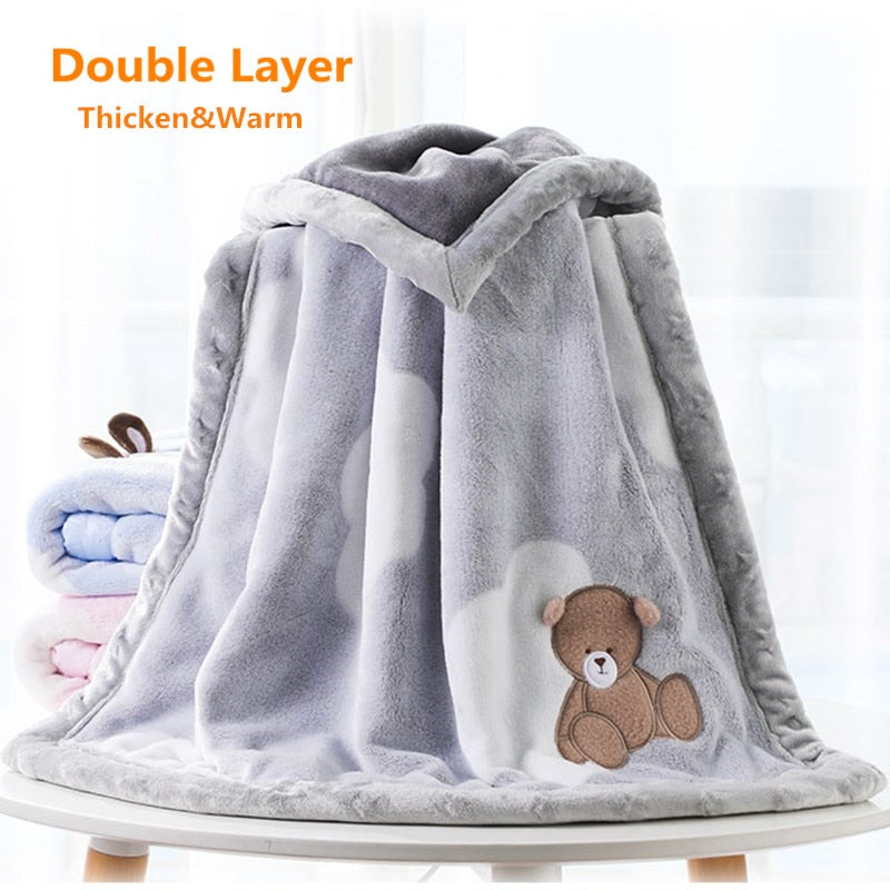 Babydecken Neugeborenes Doppelstöckige Warme Flanelldecke