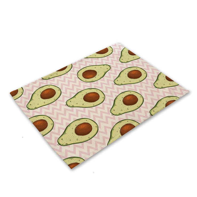 Tropische Avocadomuster Küchentischset aus Baumwolle
