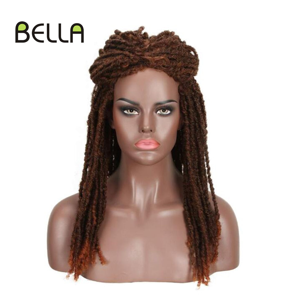 Bella Synthetische Perücke für schwarze Frauen 22quot; Gehäkelte Perücke Zöpfe, Twist Jumbo Dread Faux Locs lange Afro-Perücke Dreadlock-Haar-Flechtperücke