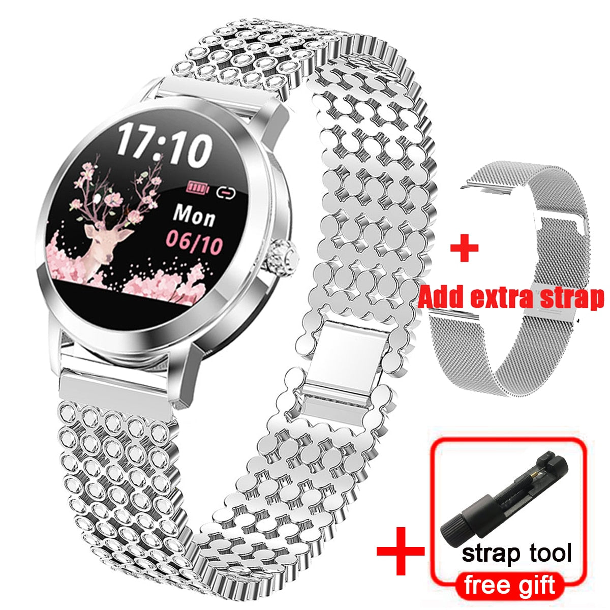 Fitness Smart Watch für Frauen, IP68 Wasserdichte Luxus Sportuhr, Verbindung mit Xiaomi Android IOS