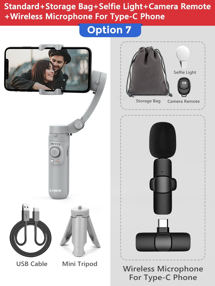 AXNEN HQ3 3-Achsen faltbar Smartphone, Handheld Gimbal für Handy Videoaufnahme Vlog Stabilisator für Smartphone