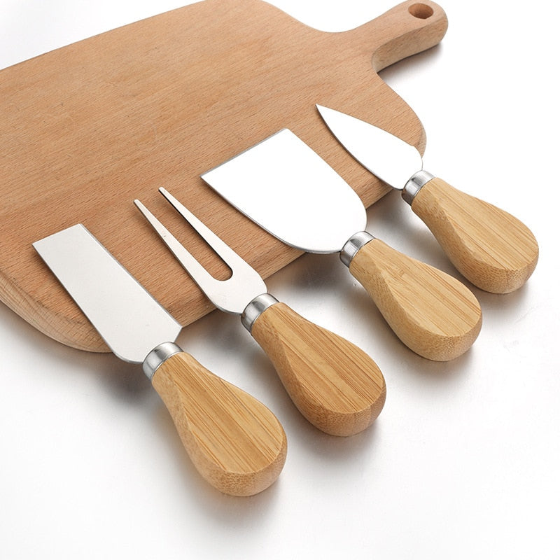 4 teile/satz Holzgriff Messer Sets, Eiche Bambus Käseschneider