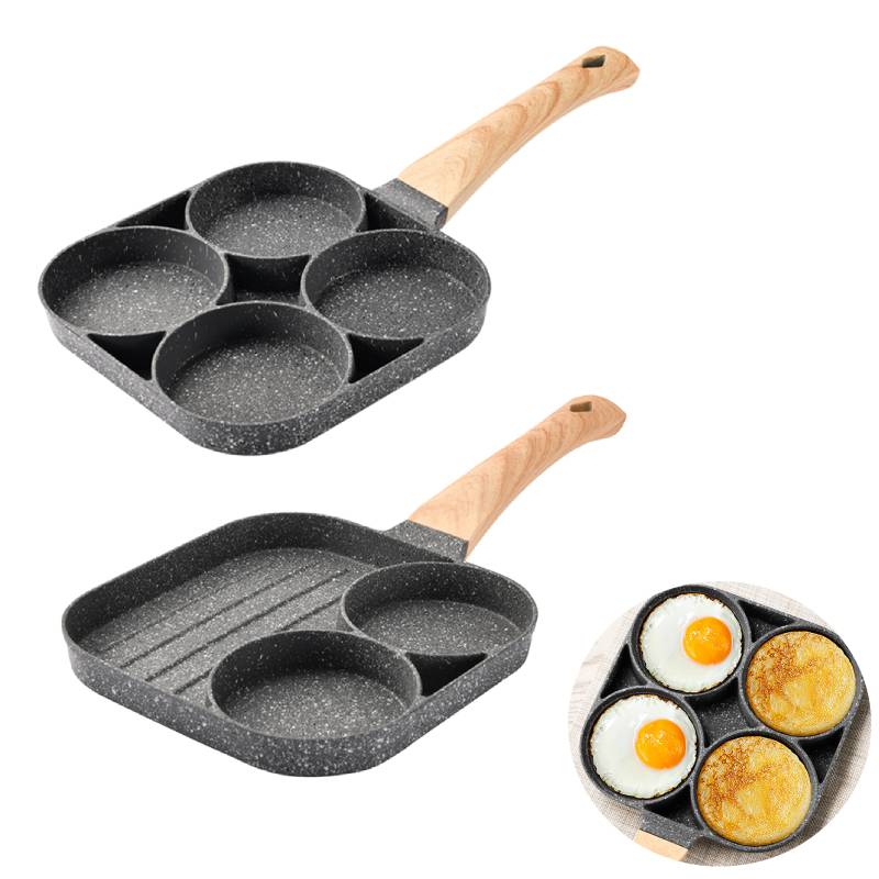 Vier-Loch-Bratpfanne, Verdickte Omelett-Pfanne, Antihaft-Ei-Pfannkuchen-Steak-Pfanne