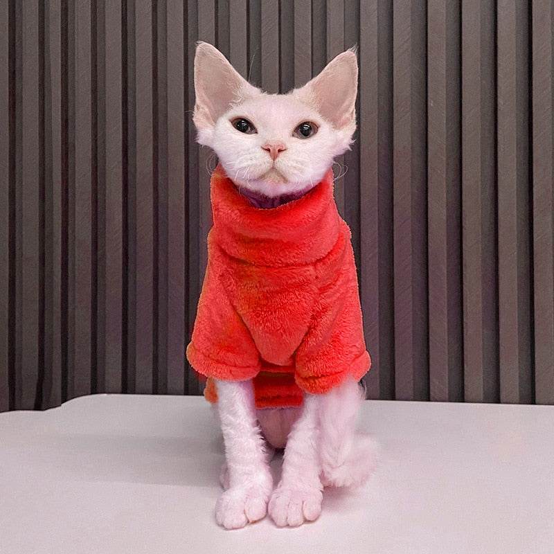 2022 Neue Haarlose Katze Pullover Winter Mode Verdickung Warme Sphynx Kleidung Zuhause Bequeme Winterhundekleidung für Kleine Hunde
