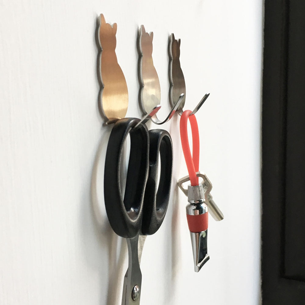 2 Stück selbstklebende Wandhaken mit Katzenmuster, für Badezimmer, Küche, zum Aufkleben an der Wand