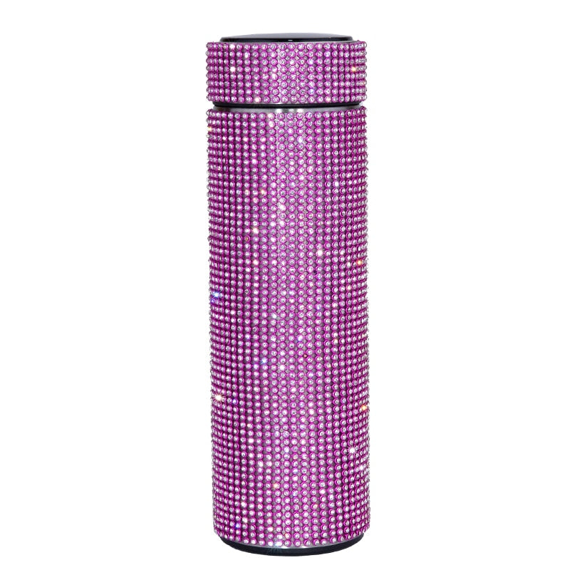 480 ml Smart Diamond Thermosflasche Temperaturanzeige Edelstahl Wasserflasche für Mädchen, Kaffeetasse Thermosbecher Erwachsenes Geschenk