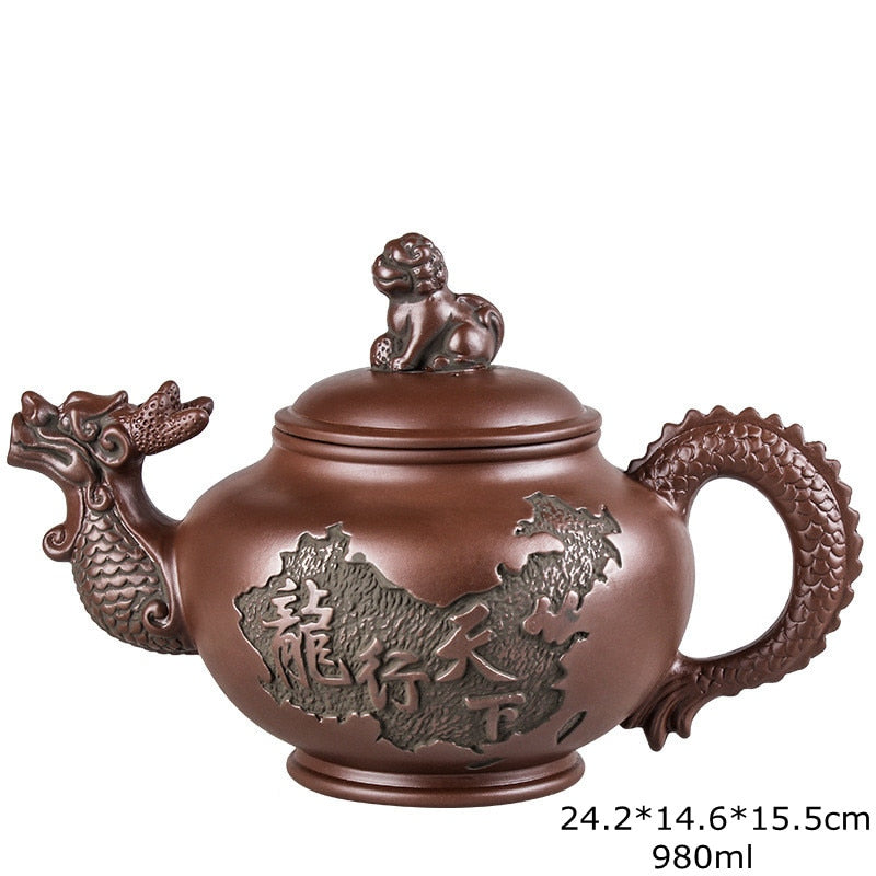 Große Kapazität handgefertigte Teekannen Yixing Lila Ton, Exquisite, handgefertigte, berühmte, chinesische Yixing-Teekanne und Tassen-Set
