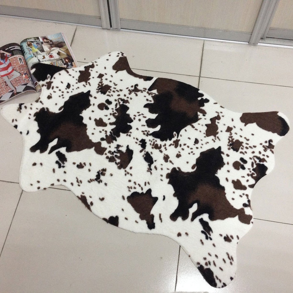 1x Zebra Kuh Schaf Bedruckter Tierfell Teppich, rutschfeste Matte