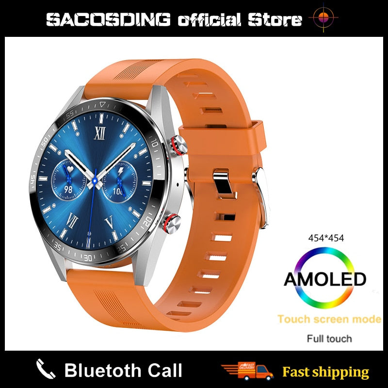 2022 neue 454 * 454-Bildschirm-Smartwatch zeigt immer die Uhrzeit an Bluetooth-Anruf, Lokale Musik-Smartwatch für Herren, Android-TWS-Kopfhörer