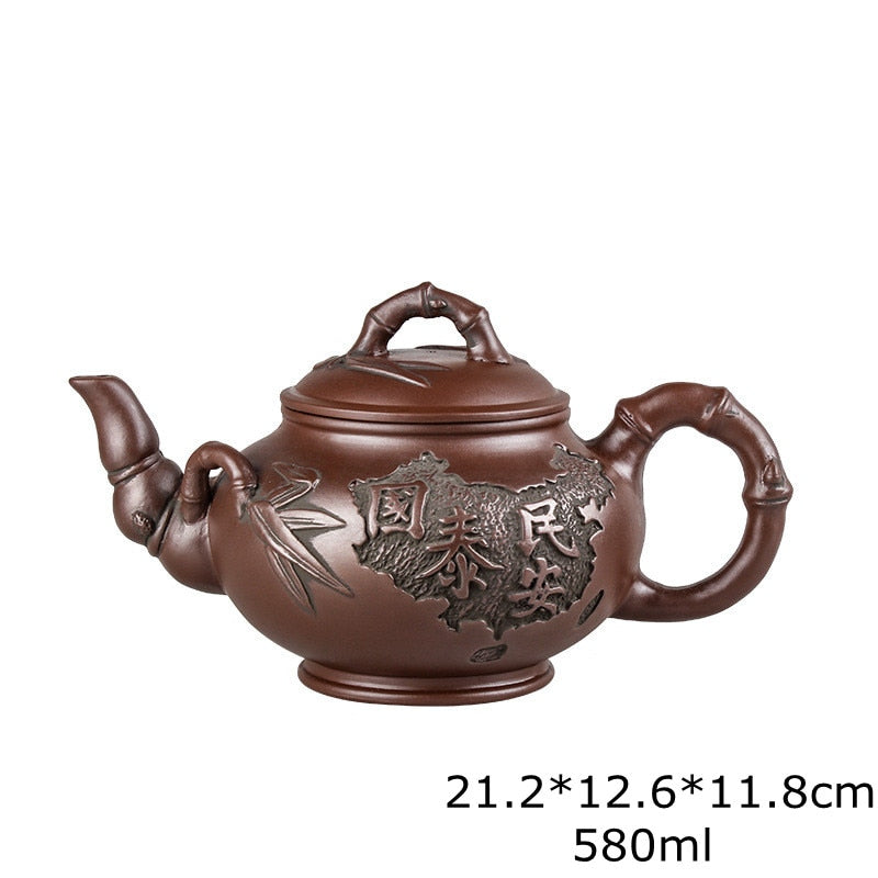 Große Kapazität handgefertigte Teekannen Yixing Lila Ton, Exquisite, handgefertigte, berühmte, chinesische Yixing-Teekanne und Tassen-Set