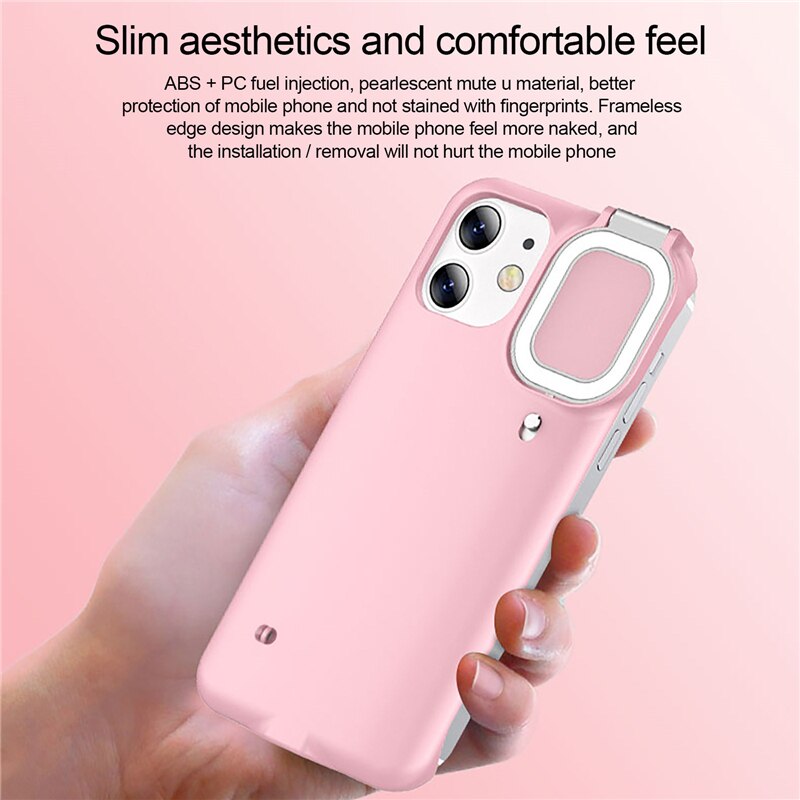 Selfie Beauty Ring Flash Phone Case für iPhone 12 Pro Max, 11, Hüllen mit LED, Selfie Light Portable Protective Back Cover