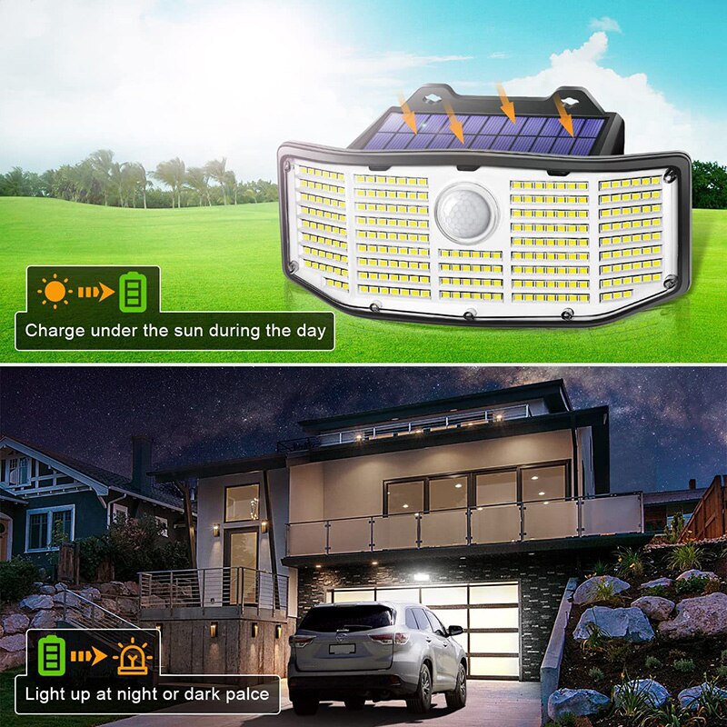 252 Leds Solar Wandleuchte Human Sensing Licht im Freien Straße Garten Lampe für Veranda Hinterhof Korridor Garten Hof