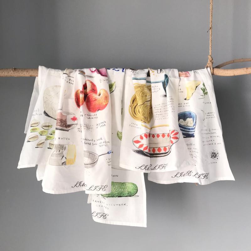 Weicher Baumwollstoff Tischsets für Esstisch, Tischsets Pflanzennahrung gedruckte Serviette für Zuhause, Küche, Restaurant