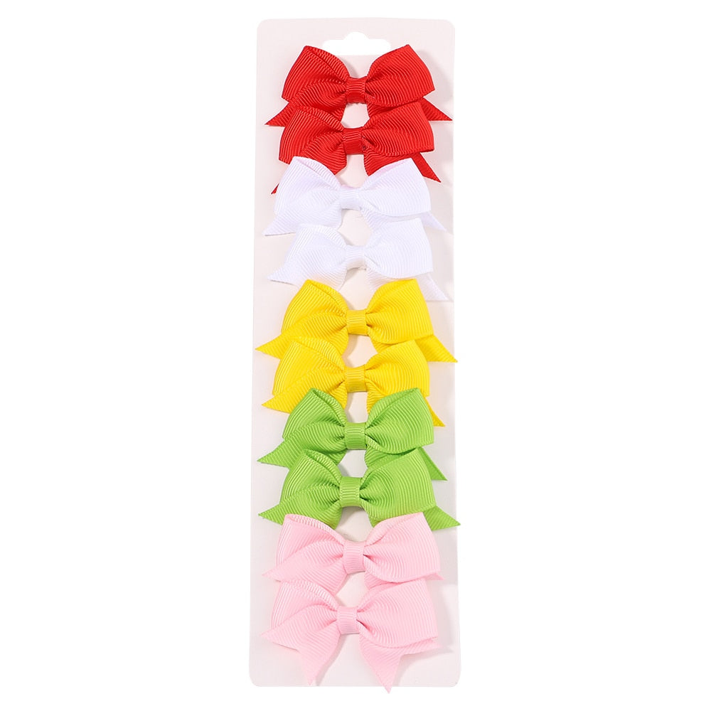 10Pcs/Set neue solide Band Bowknot Haarspangen für Baby Mädchen, handgemachte niedliche HaarnadelsBögen