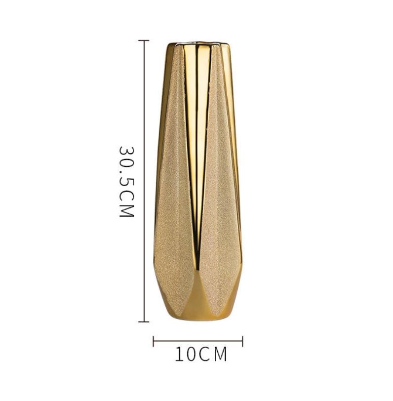 30CM Luxus Europa Gold Keramik Vase, Home Decor Kreatives Design Porzellan, Dekorative Blumenvase Für Hochzeitsdekoration