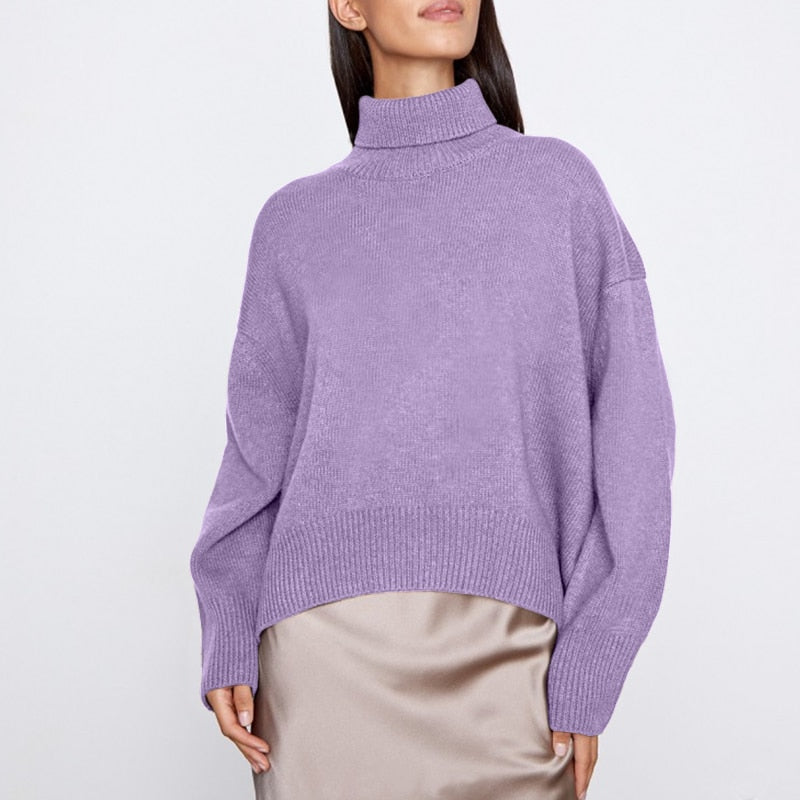 Kaschmir eleganter Rollkragen Damen Pullover weich gestrickt
