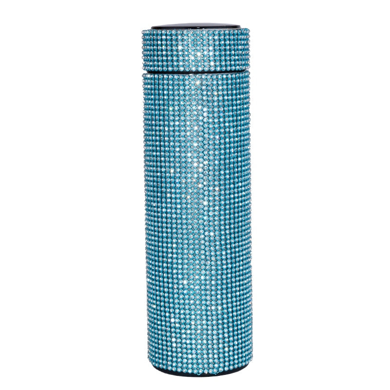 480 ml Smart Diamond Thermosflasche Temperaturanzeige Edelstahl Wasserflasche für Mädchen, Kaffeetasse Thermosbecher Erwachsenes Geschenk
