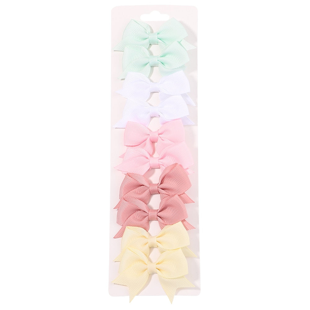 10Pcs/Set neue solide Band Bowknot Haarspangen für Baby Mädchen, handgemachte niedliche HaarnadelsBögen