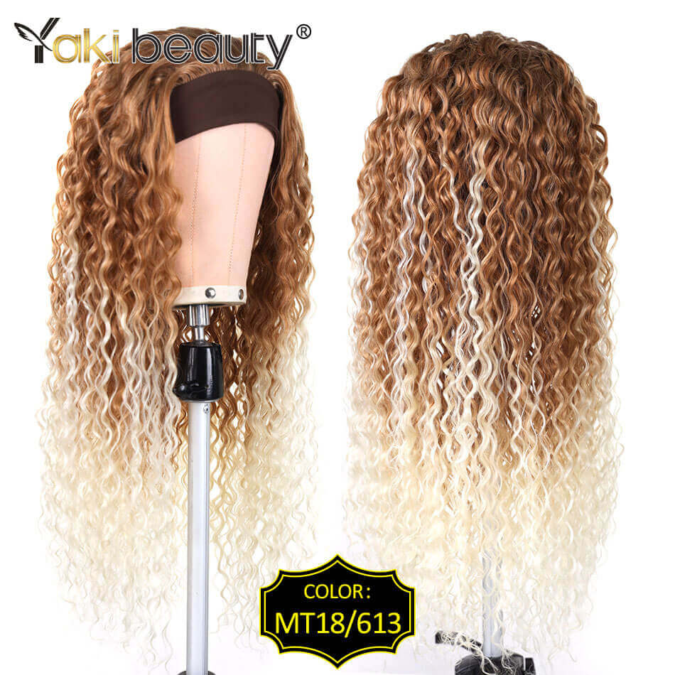 28 Zoll lange Afro Kinky Curly Stirnband Perücken, Synthetische Eis Stirnband Perücke für schwarze Frauen