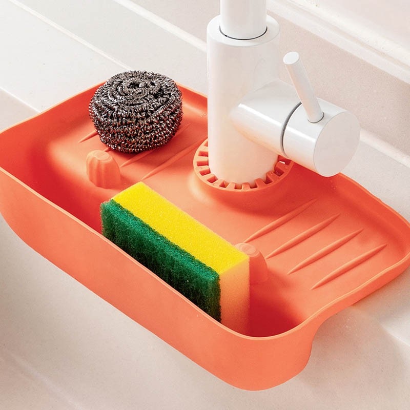 Spülenständer für Spülbecken, Seifenspender, Schwamm, Ablaufkissen, Waschbecken