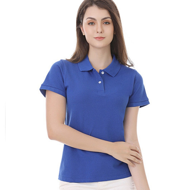 Mehrfarbiges Kurzarm Damen-POLO-Hemd, Sommeroberteile, elastischer Hemdkragen, 100 % Baumwolle