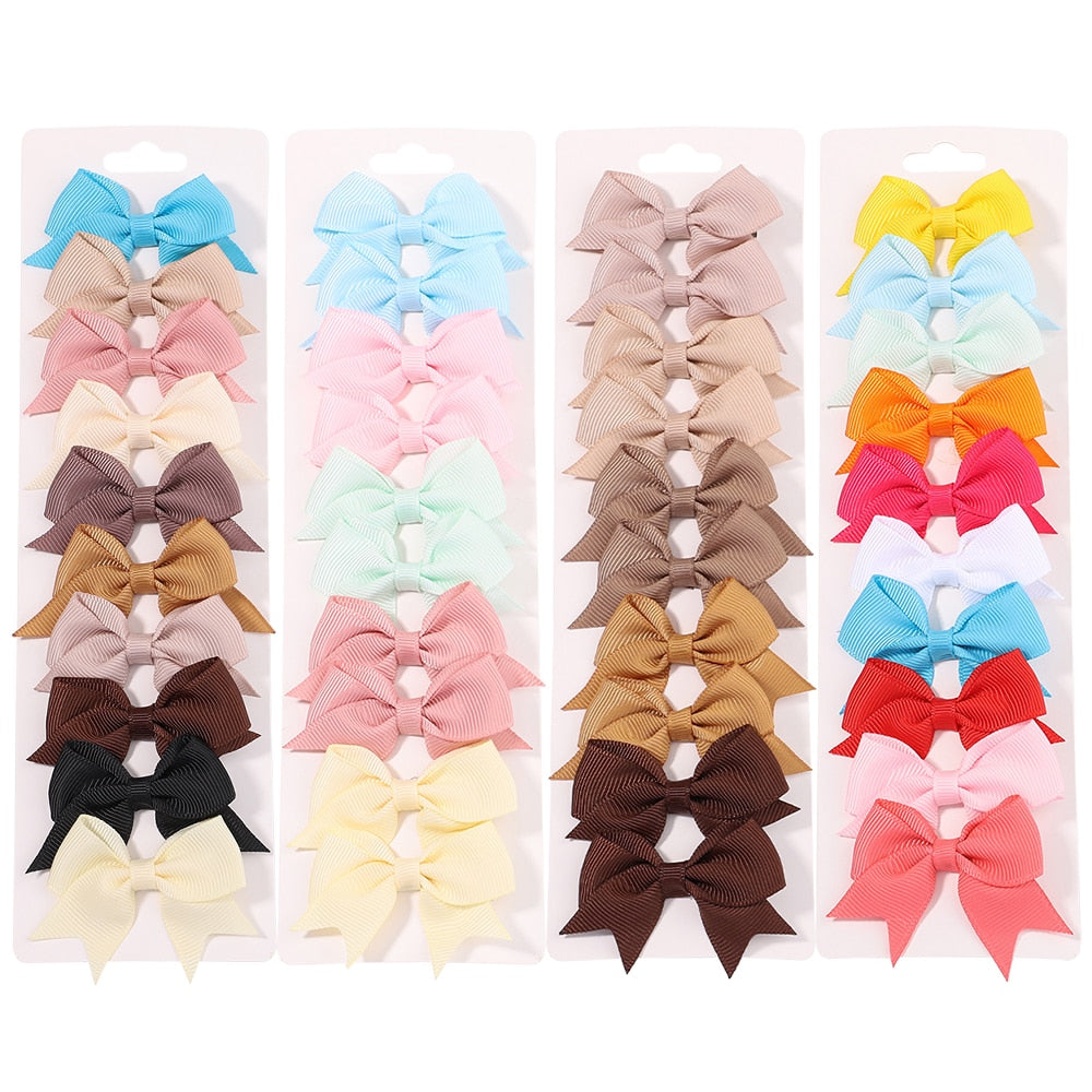 10Pcs/Set neue solide Band Bowknot Haarspangen für Baby Mädchen, handgemachte niedliche HaarnadelsBögen