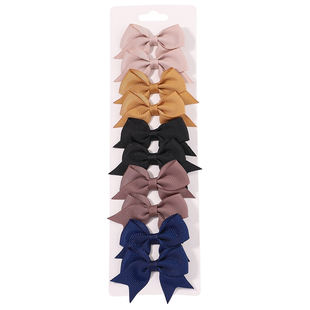 10Pcs/Set neue solide Band Bowknot Haarspangen für Baby Mädchen, handgemachte niedliche HaarnadelsBögen