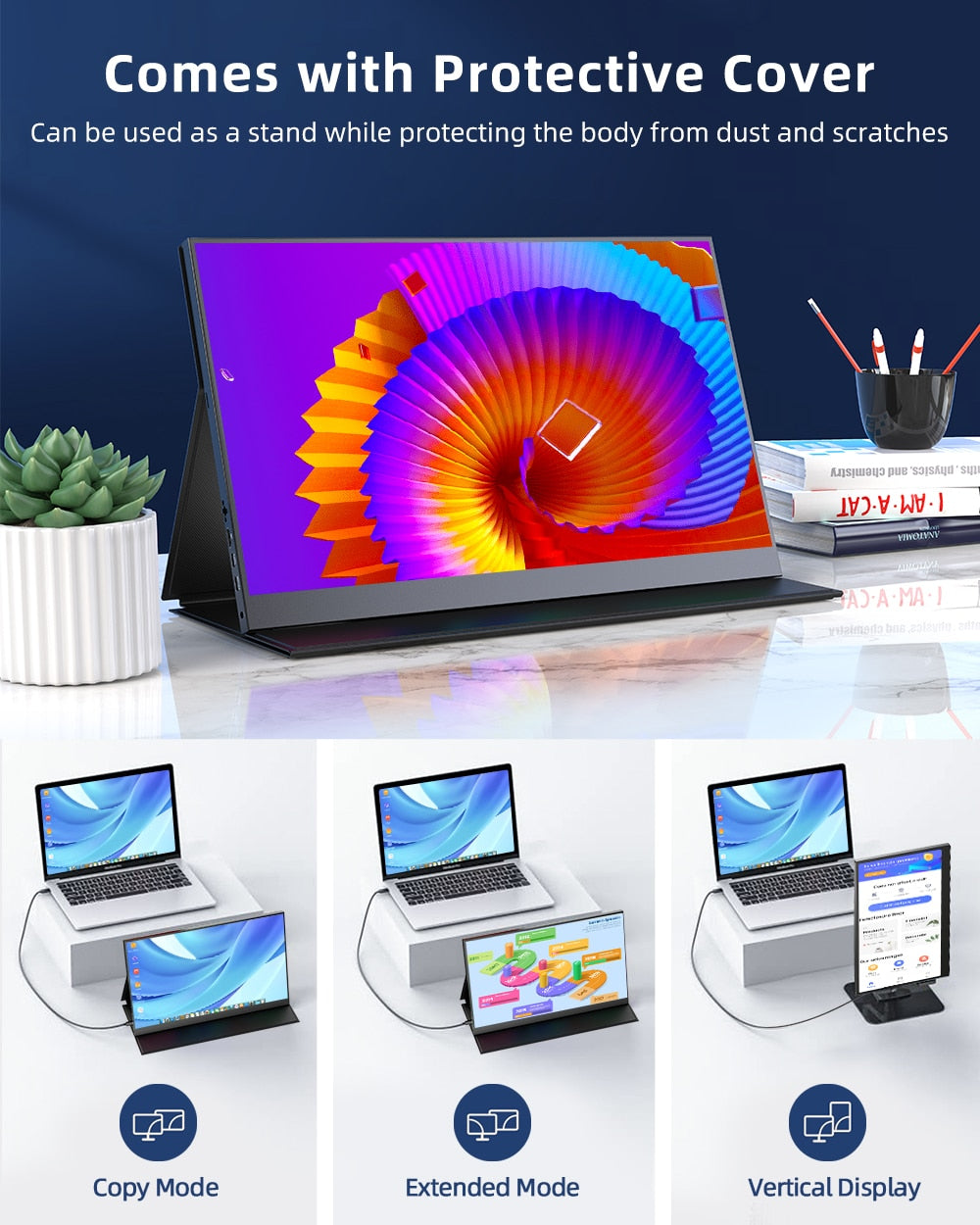 Tragbarer 2K-Monitor 17,3-Zoll-IPS-Bildschirm mit schmaler Lünette USB C /HDMI, Externes großes Gaming-Display für Laptop-PC-Mac-Telefon
