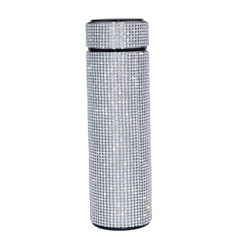 480 ml Smart Diamond Thermosflasche Temperaturanzeige Edelstahl Wasserflasche für Mädchen, Kaffeetasse Thermosbecher Erwachsenes Geschenk