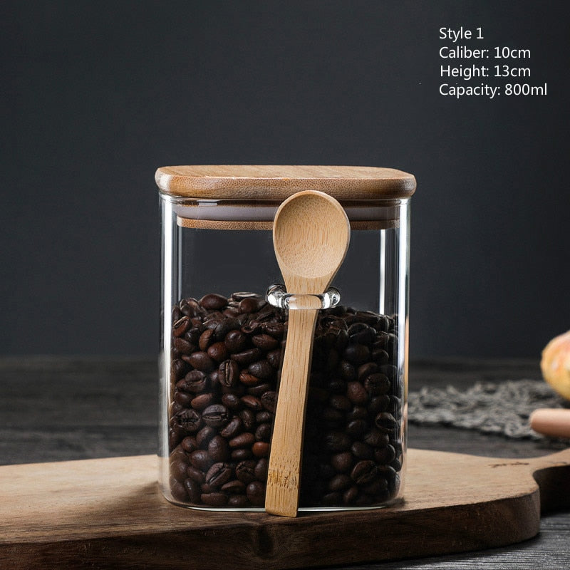 800–1200 ml versiegeltes Glas, Vorratsbehälter für Gewürz, Teebox oder Kaffeebohnen