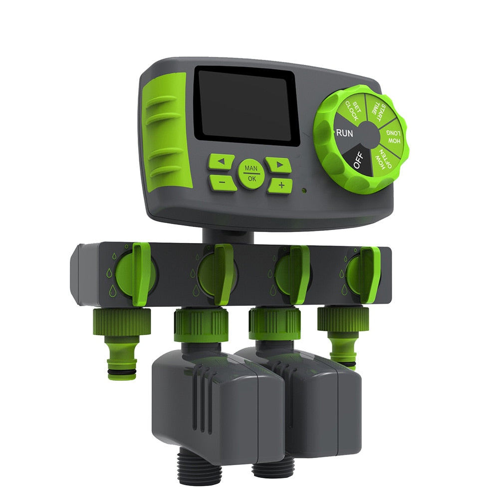 Aqualin Automatisches 4-Zonen-Bewässerungssystem, Bewässerungstimer, Gartenbewässerungs-Timer