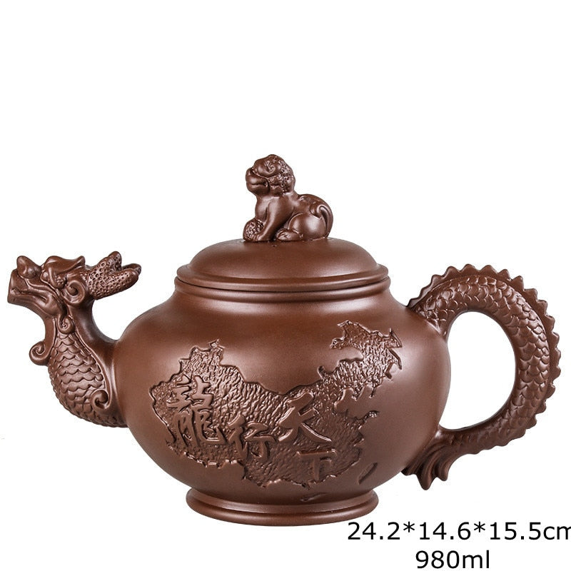 Große Kapazität handgefertigte Teekannen Yixing Lila Ton, Exquisite, handgefertigte, berühmte, chinesische Yixing-Teekanne und Tassen-Set
