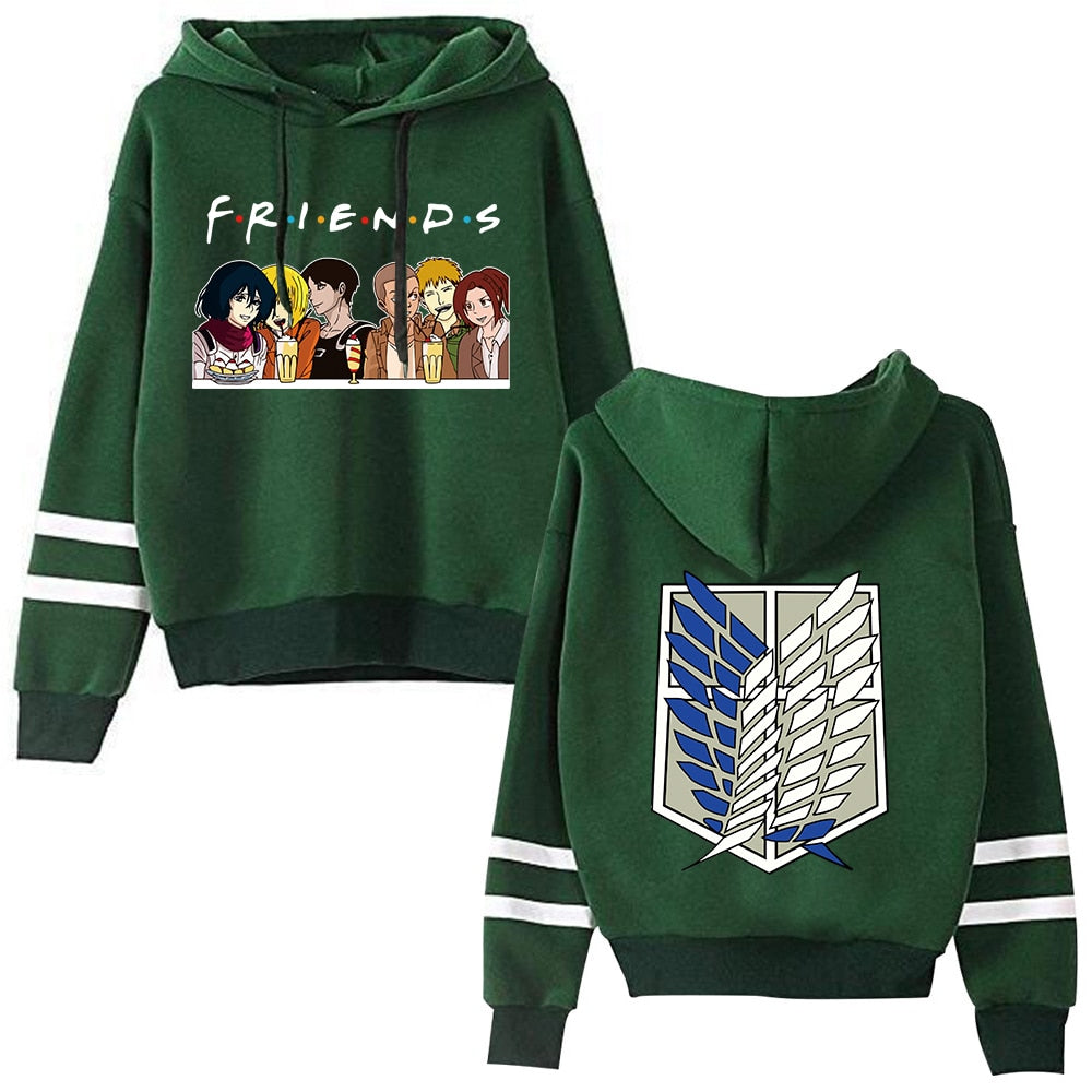 Attack on Titan Langärmliges gestreiftes Kapuzen-Sweatshirt Pullover