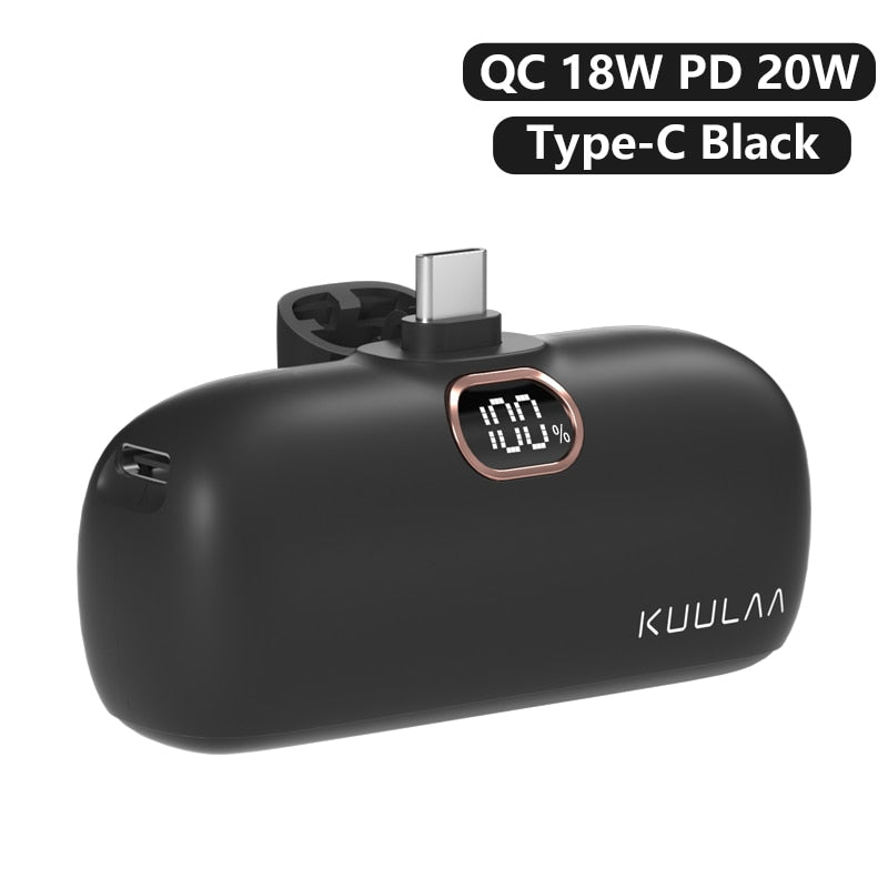 Mini tragbare Powerbank 5000mAh, PowerBank QC PD Schnelles Aufladen für iPhone 14, 13, 12