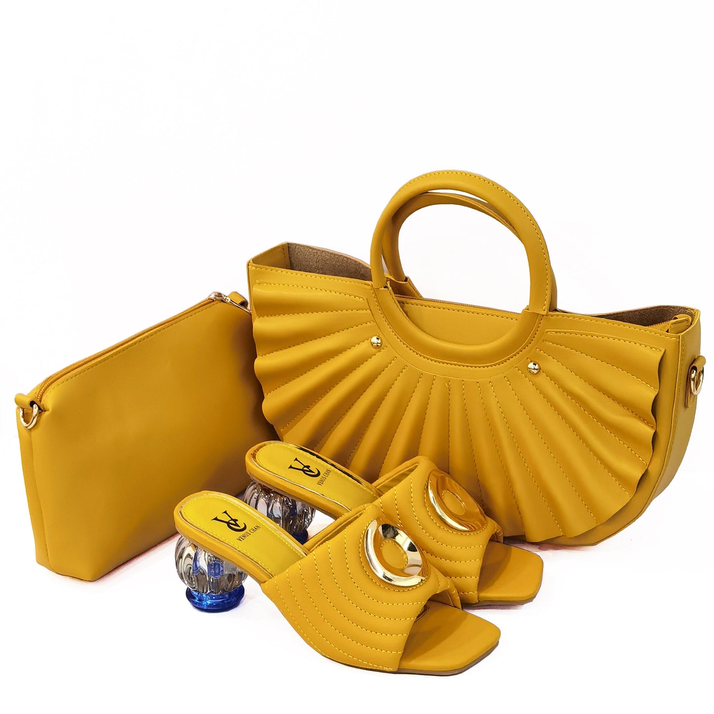 Mode Marken Hausschuhe für Damen Elegante Fersen, Sandalen und Taschen-Set