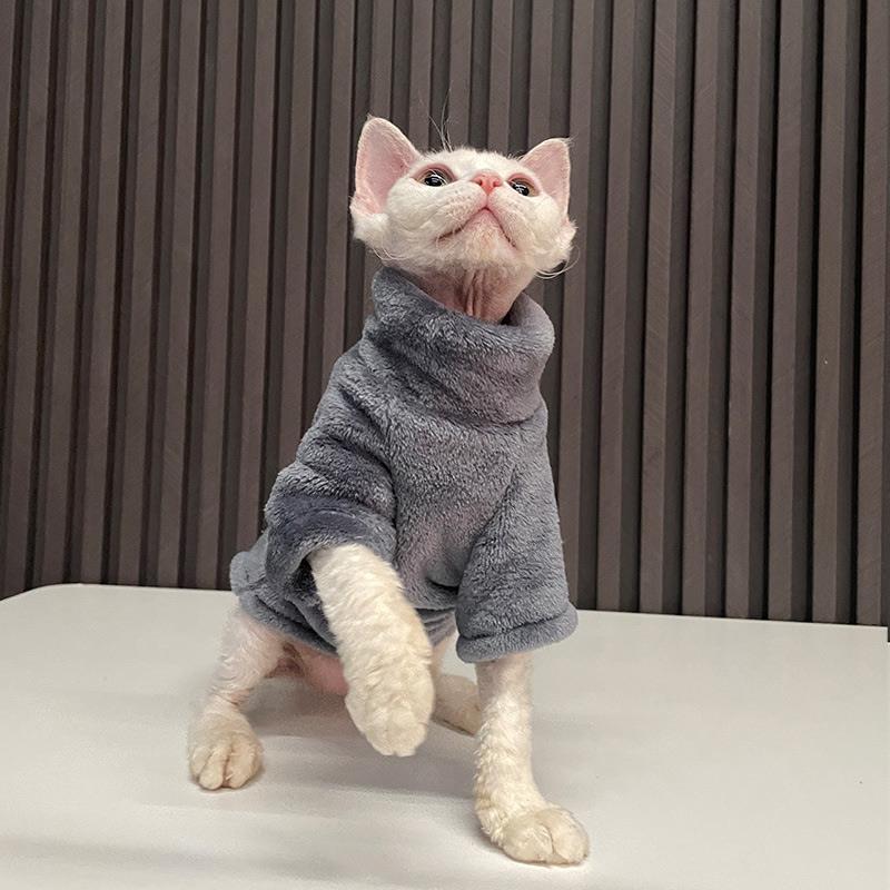 2022 Neue Haarlose Katze Pullover Winter Mode Verdickung Warme Sphynx Kleidung Zuhause Bequeme Winterhundekleidung für Kleine Hunde