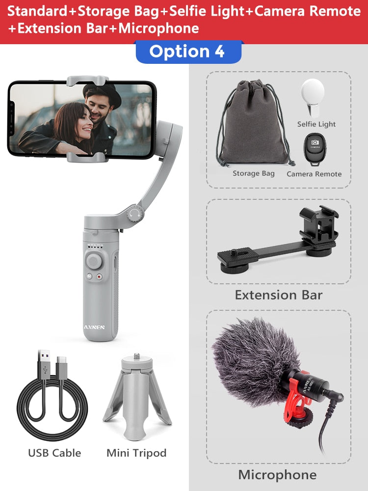 AXNEN HQ3 3-Achsen faltbar Smartphone, Handheld Gimbal für Handy Videoaufnahme Vlog Stabilisator für Smartphone