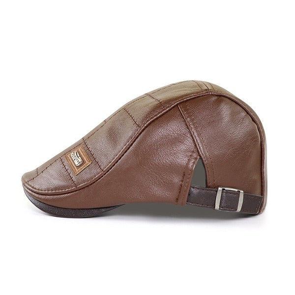 Herren Top Level Leder Newsboy Cap, Winter Herbst Warme Schiebermützen, Vintage Man Boinas Gatsby Hüte