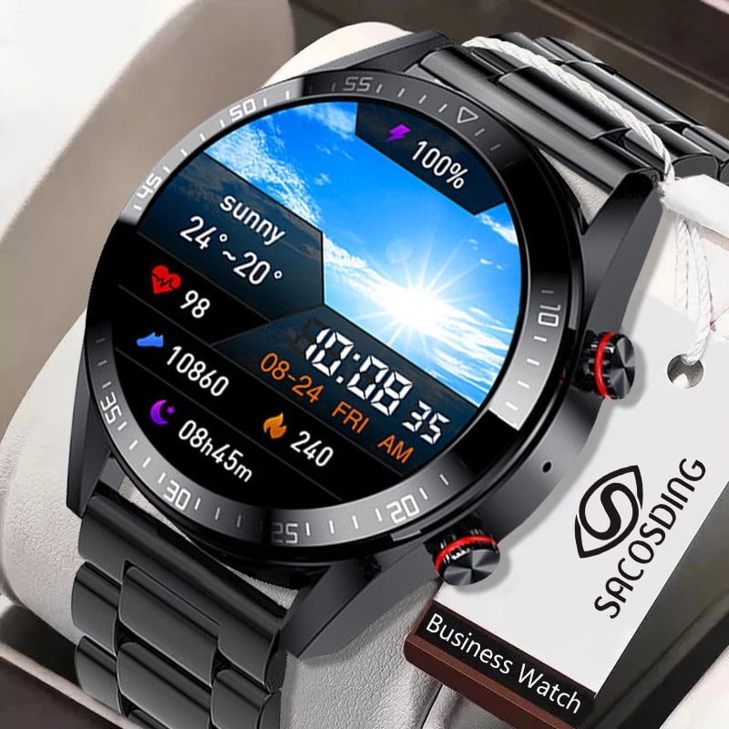 2022 neue 454 * 454-Bildschirm-Smartwatch zeigt immer die Uhrzeit an Bluetooth-Anruf, Lokale Musik-Smartwatch für Herren, Android-TWS-Kopfhörer