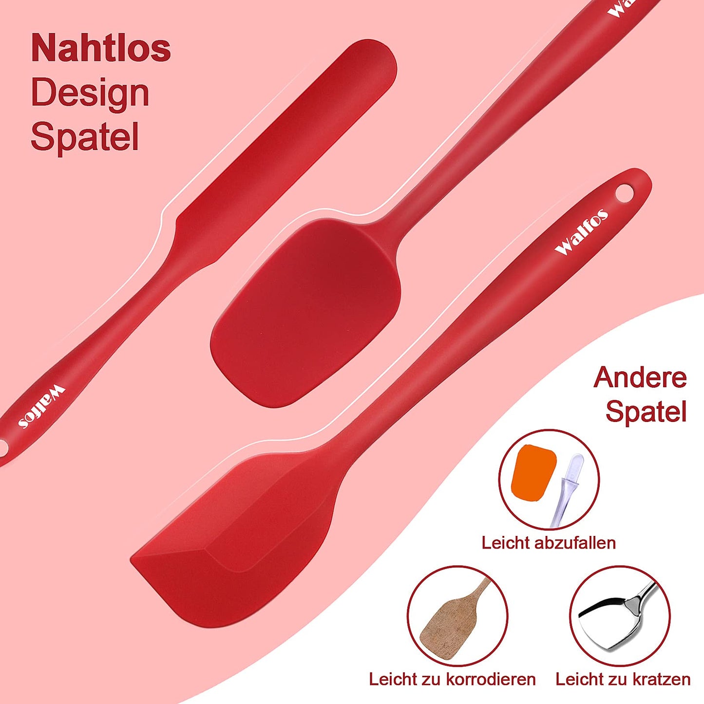 Antihaft-Silikon-Spachtel, Walfos 5 Teile/Set Hitzebeständige Silikon-Spachtel