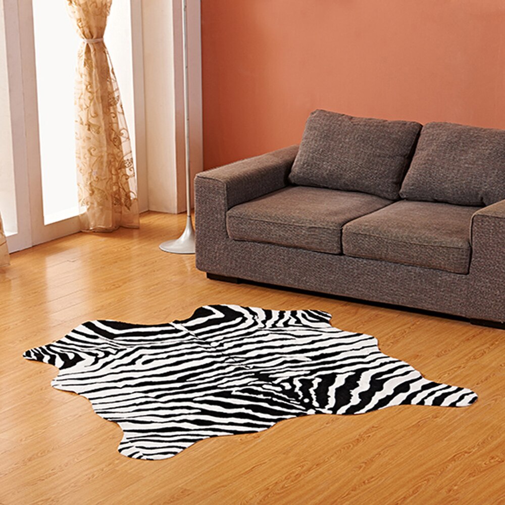 1x Zebra Kuh Schaf Bedruckter Tierfell Teppich, rutschfeste Matte