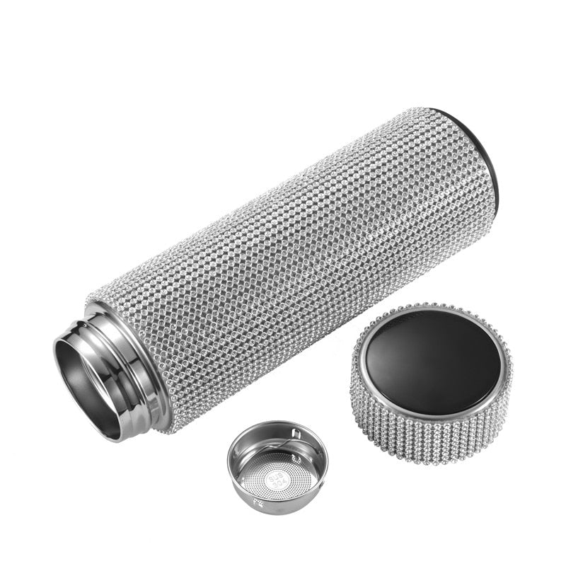 480 ml Smart Diamond Thermosflasche Temperaturanzeige Edelstahl Wasserflasche für Mädchen, Kaffeetasse Thermosbecher Erwachsenes Geschenk
