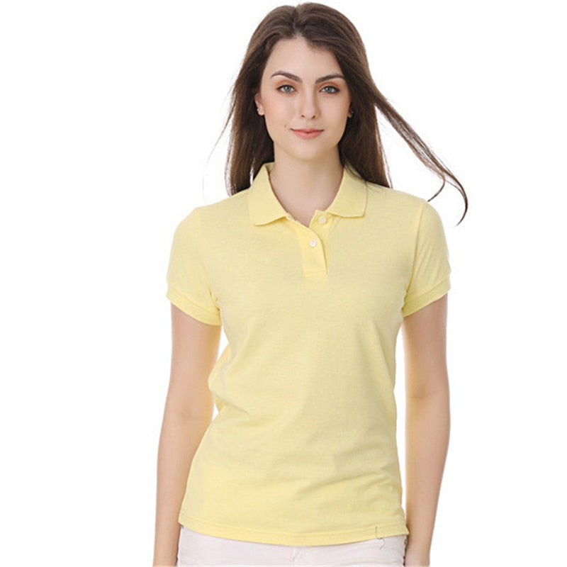 Mehrfarbiges Kurzarm Damen-POLO-Hemd, Sommeroberteile, elastischer Hemdkragen, 100 % Baumwolle
