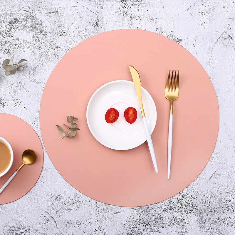 Küchen-Esstischmatten Isolierung, ölbeständiges Leder, Tischset, westliches Essen, Esszimmer