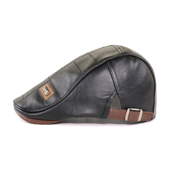 Herren Top Level Leder Newsboy Cap, Winter Herbst Warme Schiebermützen, Vintage Man Boinas Gatsby Hüte