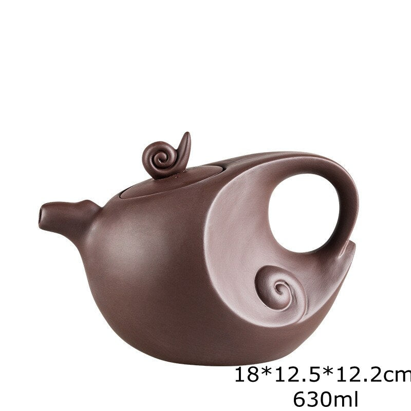 Große Kapazität handgefertigte Teekannen Yixing Lila Ton, Exquisite, handgefertigte, berühmte, chinesische Yixing-Teekanne und Tassen-Set