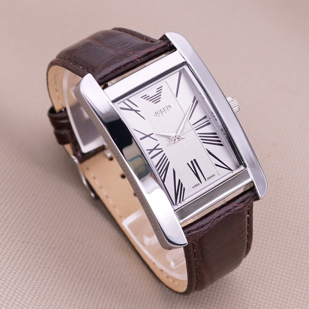 Klassische Frauen & Männer Luxus Armbanduhr aus Leder