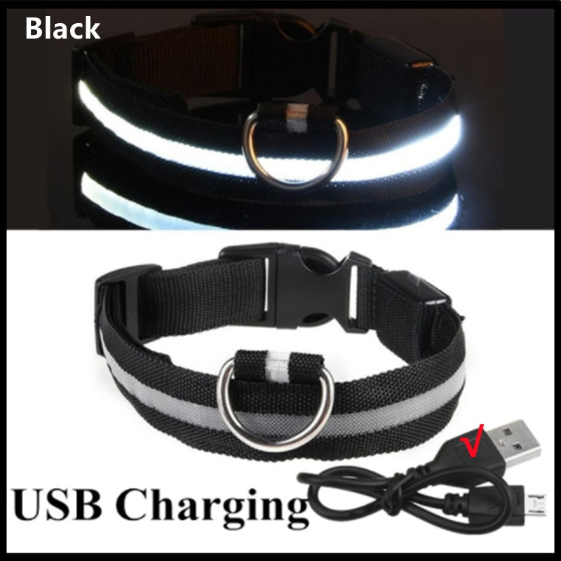 LED leuchtende Hundehalsband, Einstellbare blinkende Wiederaufladbare Leuchthalsband, Nacht Anti-Verlorene Hund Licht Geschirr für kleine Hunde
