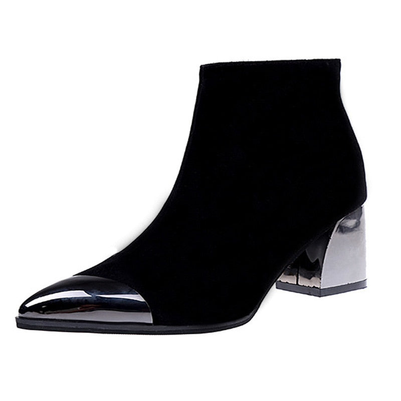 Mode Damen hohe Absätze Stiefel, warme Schuhe spitze Zehe